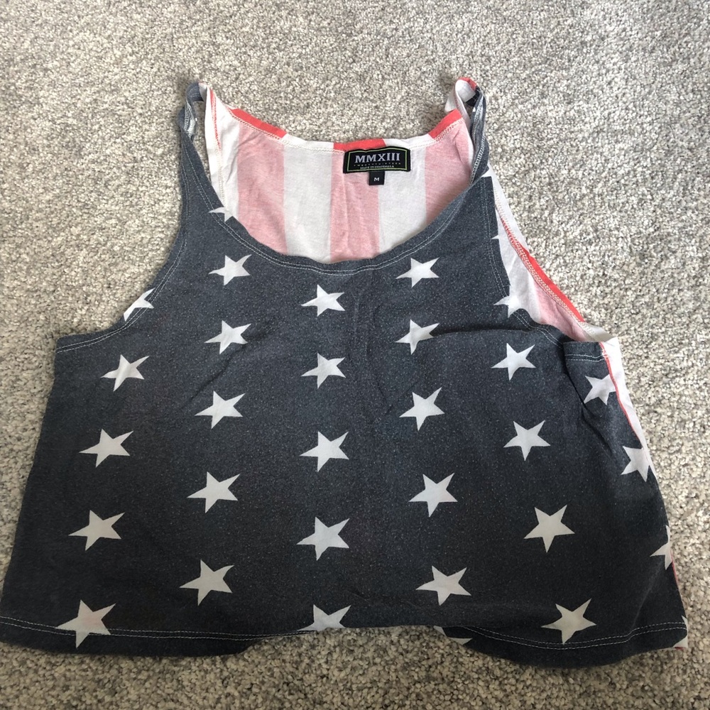 American flag crop tank top
